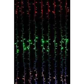 Светодиодная гирлянда "Водопад" 2х3м, Разноцветный (Плей лайт), 600LED, Прозрачный провод