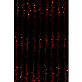 Светодиодный водопад 2х3м, Красный (Плей лайт), 600LED, Прозрачный провод
